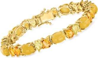 Ross-Simons Multi-Gemstone and Yellow Chalcedony Bracelet in 18kt Gold Over Sterling