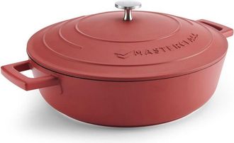 MasterClass Masterclass Cacerola Poco Profunda Con Tapa 4l/28 Cm, Aluminio Fundido Ligero, Apto Para Inducci&oacute;n, Horno Y Horno, Color Rojo