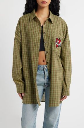Dressed in Lala Soul Searching Cotton Button-Up Shirt in Green Plaid at Nordstrom, Size Small
