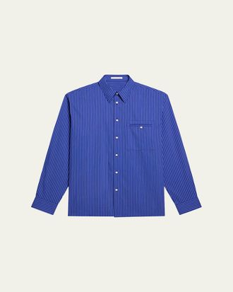 Helmut Lang Mens Pinstripe Poplin Double-Pocket Button-Down Shirt