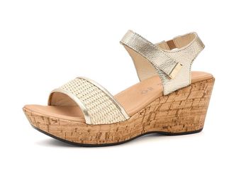 Naot Summer Raffia Womens Wedge Shoes Radiant Gold Leather/Blonde Raffia : EU 41 (US Womens 10) M