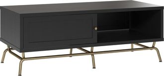 CosmoLiving by Cosmopolitan Mesa de centro con puerta corredera en efecto de madera negro