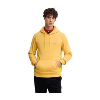 GANT Reg Shield Hoodie - Heren - Sweatshirts & Hoodies - Geel - Maat: 2XL Katoen