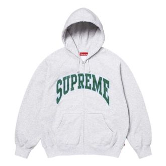 SUPREME SS26 Cracked Raglan Zip Up Hooded Sweatshirt Ash Grey SUP-SS26-192-GRY
