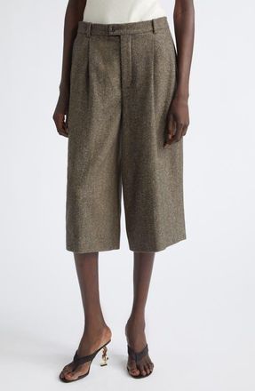 Saint Laurent Wool Herringbone Culottes in Brown at Nordstrom, Size 40