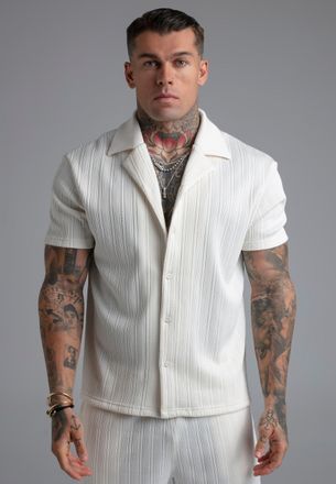 Siksilk Camisa de Hombre Ecru Texturizada XXL