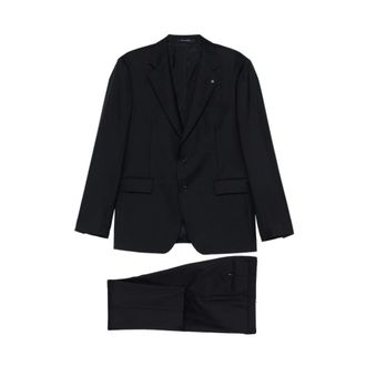 Tagliatore Single Breasted Suits, male, Blue, Size: M Virgin Wool Two-Piece Suit