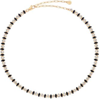 Ettika Dainty Marquise Cubic Zirconia Tennis Necklace in Black at Nordstrom