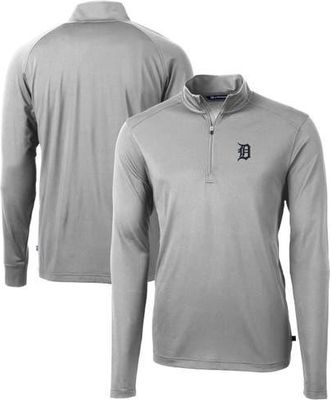 Cutter & Buck Mens Cutter & Buck Gray Detroit Tigers Virtue Eco Pique Recycled Quarter-Zip Pullover Top at Nordstrom, Size Xxx-Large