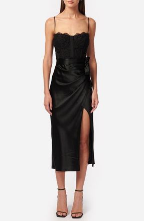 Cami NYC Tricia Lace & Satin Slipdress in Black at Nordstrom, Size 00