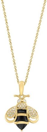 Effy 14K Yellow Gold Diamond Onyx Bumble Bee Pendant Necklace in 14K Gold at Nordstrom, Size 17
