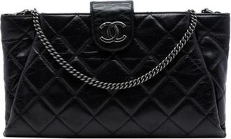 Chanel Pre-owned Quilted Calf Leather Crossbody Bag - Dames - Vintage Clutch - Zwart - ONE Size - Leer - Vintage