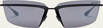Valentino Garavani V-Lure Rimless Acetate & Titanium Cat-Eye Sunglasses