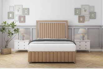 Comfort Beds Boston Chrome Dumfries Divan Set 2 Drawers-54 Headboard-Footboard in Light Brown | Size: Small Double