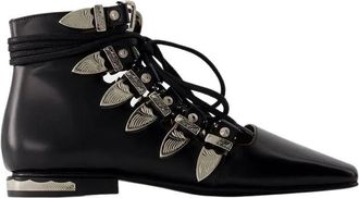 Toga Archives Enkellaarsjes - Dames - Veterlaarzen - Zwart - 35 1/2 EU - Leer - Schoenen
