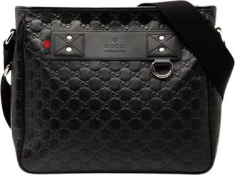 Gucci Pre-owned Cross Body Bags, male, Black, Size: ONE SIZE Pre-owned Guccissima Leather Shoulder Bag