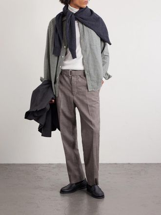 Officine G&eacute;n&eacute;rale Straight-Leg Virgin Wool, Silk and Linen-Blend Trousers