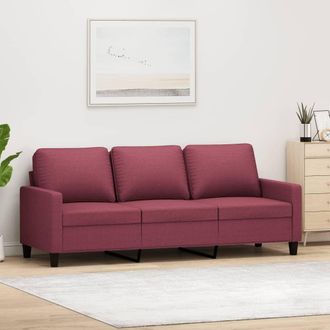 vidaXL Sof&aacute; De 3 Plazas De Tela Rojo Tinto 180 Cm Vidaxl