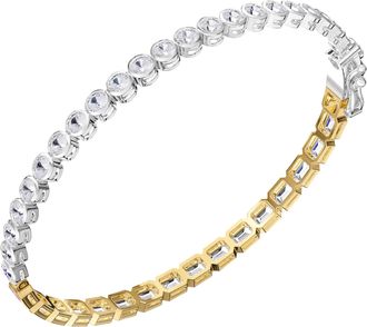 Diamond2Deal 925 Sterling Silver 6.4 ct Round & Emerald cut Lab Grwon Diamond Tennis Bracelet 7