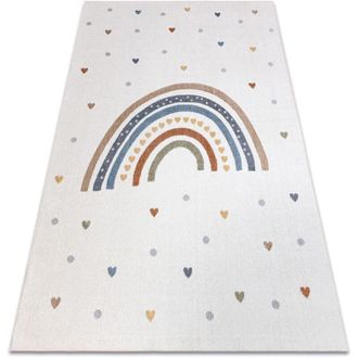 RugsX Rugsx - Carpet bono 8302 Rainbow, hearts cream / brown multicolour 180x270 cm