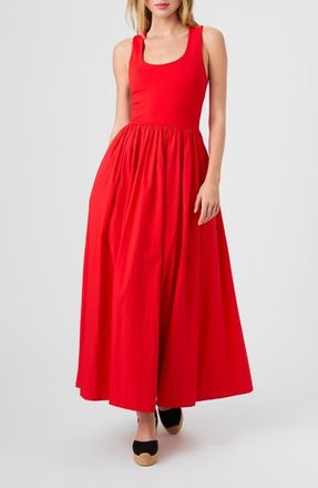 French Connection Jia Mixed Media Maxi Dress in Candied Apple Red at Nordstrom, Size X-Small