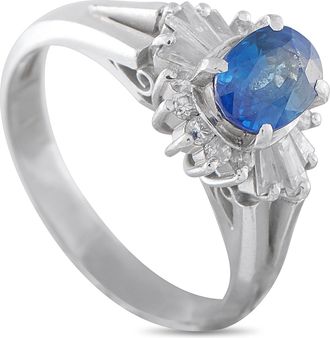 Luxury Bazaar Platinum 0.38 ct Diamond and 1.0 ct Sapphire Ring MF04-010226