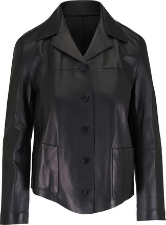 Lafayette 148 New York Giacca in pelle con bottoni - Nero
