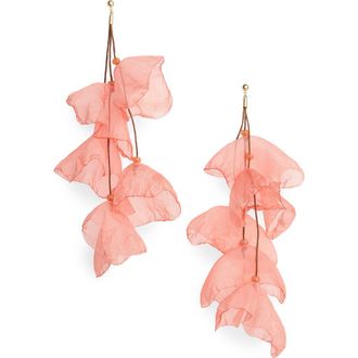 Stella + Ruby Petal Chiffon Statement Earrings in Gold/Coral at Nordstrom