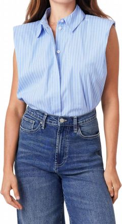 Habitual Sleeveless Shoulder Pad Shirt In Blue