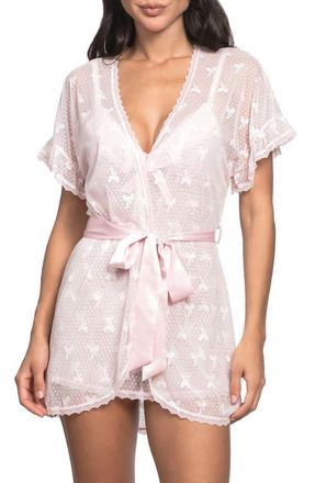In Bloom by Jonquil Maggie Bow Mesh Wrap in Powder Pink at Nordstrom, Size X-Large