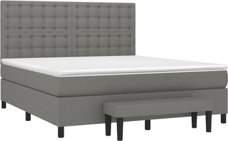 vidaXL Vidaxl - Cama Box Spring Con Colch&oacute;n Tela Gris Oscuro 180x200 Cm
