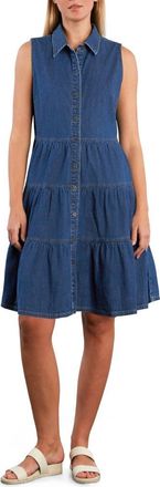 HINT OF BLU Belle Sleeveless Tiered Denim Dress in Effortless Blue at Nordstrom, Size X-Large