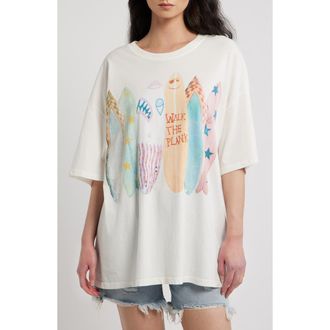 Daydreamer Walk the Plank Oversized Graphic Tee in Vintage White at Nordstrom