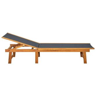 Berkfield Home Sun Lounger with Table Solid Acacia Wood & Textilene in Brown