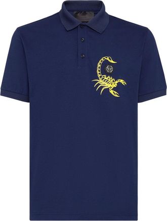 Philipp Plein Tops, Heren, Blauw, 2Xl, Katoen, Slim Fit Polo Shirt Scorpion