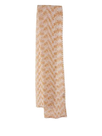 Missoni scalloped pattern scarf - women - Cupro/Polyester/Rayon - One Size - Orange