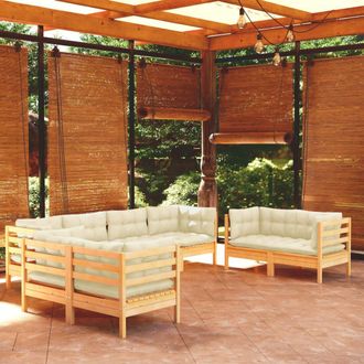 vidaXL Muebles De Jard&iacute;n 8 Piezas Cojines Madera Maciza De Pino Vidaxl