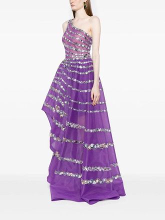 Saiid Kobeisy One Shoulder Asymmetric, Beaded Dress