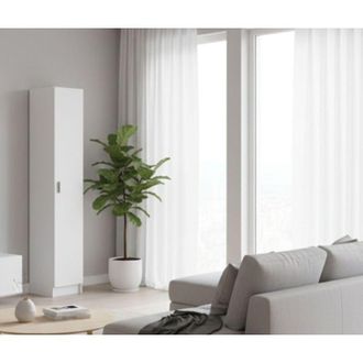 Dmora Armadio Multiuso 1 Anta - 3 Ripiani Apertura Battente, Bianco, -, 37x180h cm Nairn