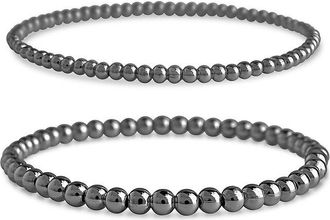 Sterling Forever Silver Beaded Stretch Bracelet Set