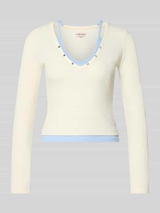 Guess Slim Fit Longsleeve mit Strukturmuster in Offwhite, Gr&ouml;&szlig;e XL