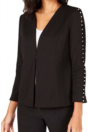 Alfani Pearl Embellished Jacket In Deep Black