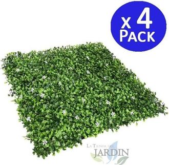 No Brand No Brand - Pack 4 Jardin Vertical Jazmin 50x50 Cm Planta Artificial Decoraci&oacute;n Pared Interior Exterior Jardines Verticales