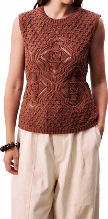 FRNCH Nila Openwork Mesh Tank Top In Marron Glace