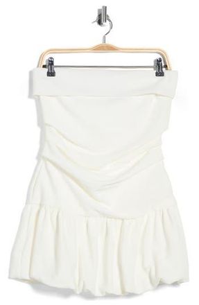 Princess Polly Ruched Strapless Bubble Hem Minidress in White at Nordstrom Rack, Size 12