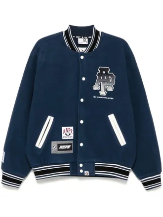 Aape By A Bathing Ape logo varsity jacket - men - Polyester - M - Blue