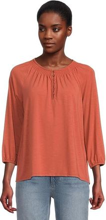 L.L.Bean Camden Hills T-Shirts Three-Quarter-Sleeve Womens Clothing Faded Redwood : MD, Elastane/Lyocell/Polyester