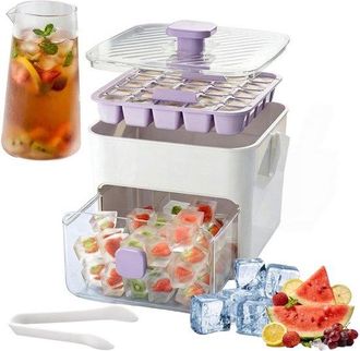 OEM Juego Bandeja Cubitos Hielo Recipiente Recolector 48 Cubitos, M&aacute;quina Hielo Silicona Doble Nivel 2 1, Molde F&aacute;cil Desmolde, 16 X 14,5 X 15,5 Cm