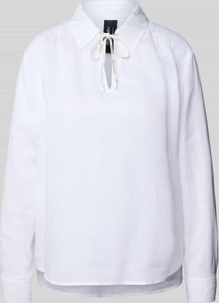 Marc Cain Regular Fit Bluse aus Ramie mit Umlegekragen in Weiss, Größe 42