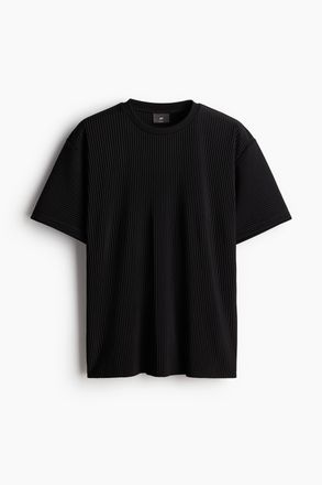 H&M Plissiertes T-Shirt in Loose Fit - Schwarz